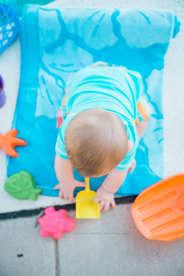 Lauren Coffey Photography, LLC beach bum portrait, beach bum session, beach pictures, 6 month pictures, splash pad pictures, summer pictures, summer toddler pictures